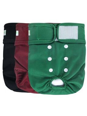 Reusable Kids Cloth Diapers - Green, Maroon & Black - Adjustable Snap & Velcro